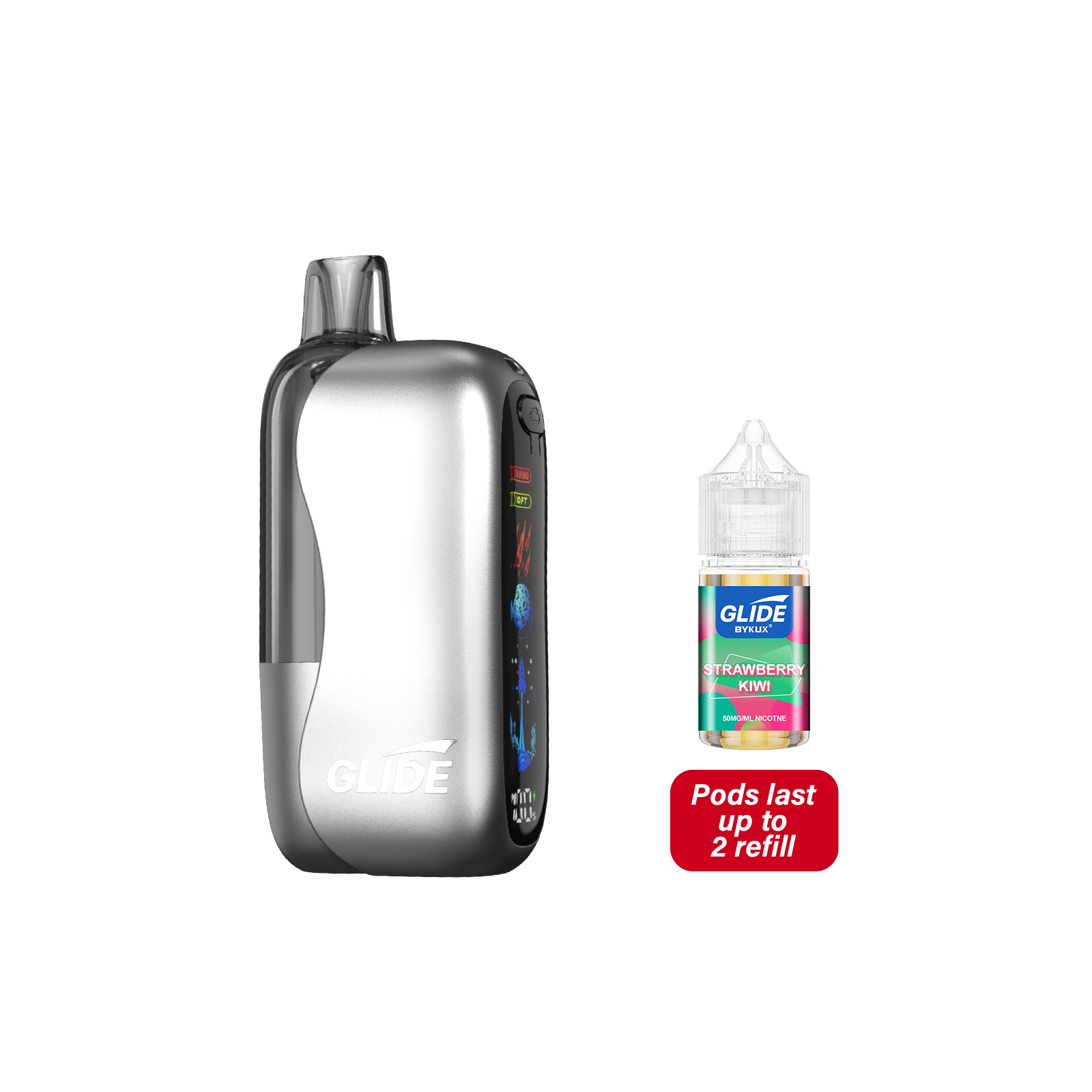 Glide 80K Pod Strawberry Kiwi Disposable Vape - Black Coral
